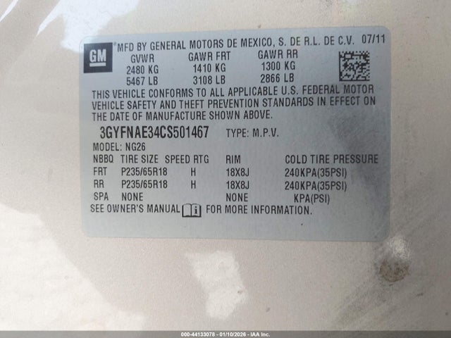 2012 CADILLAC SRX 3GYFNAE34CS501467 Photo 8