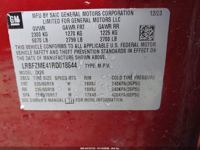 44133132 :رقم المزاد ، LRBFZME41RD018644 vin ، 2024 Buick Envision Preferred Awd مزاد بيع