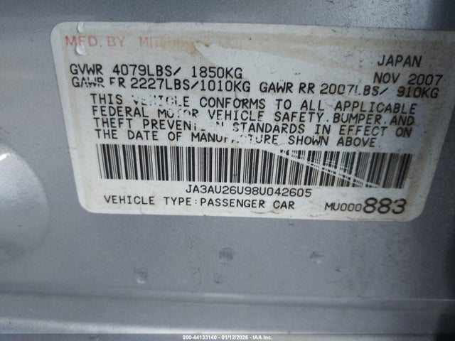 2008 MITSUBISHI LANCER JA3AU26U98U042605 Photo 8