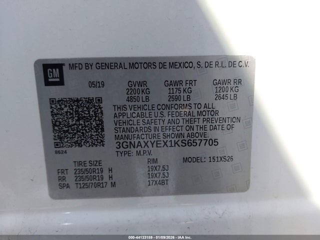 3GNAXYEX1KS657705 Chevrolet Equinox Premier