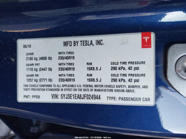 2018 TESLA MODEL 3 5YJ3E1EA8JF024944 Photo 8