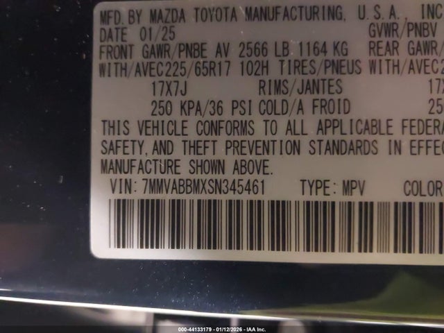 Aukcja sprzedaży 2025 Mazda Cx-50 2.5 S Preferred Package, vin: 7MMVABBMXSN345461, numer aukcji: 44133179