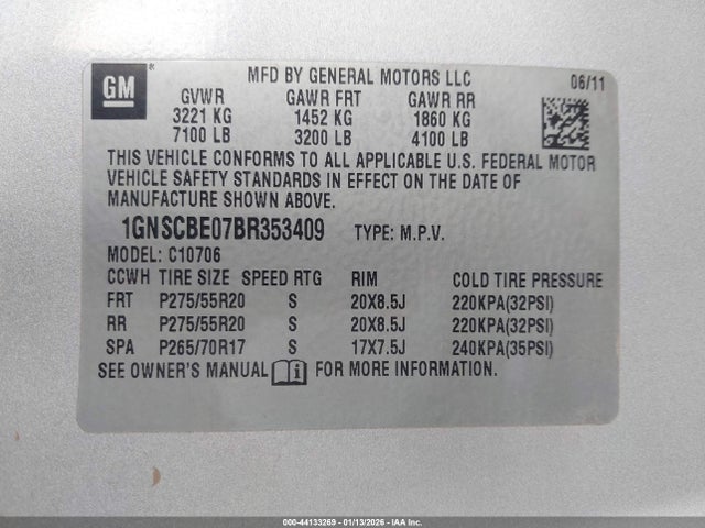 2011 CHEVROLET TAHOE 1GNSCBE07BR353409 Photo 8