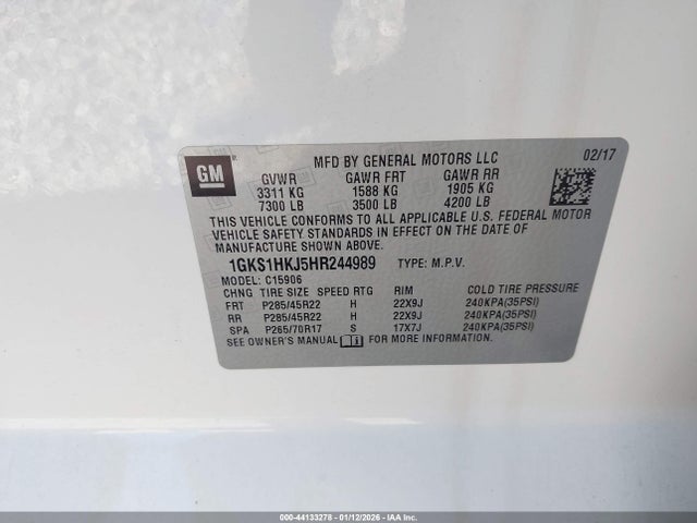 1GKS1HKJ5HR244989 GMC YUKON XL DENALI
