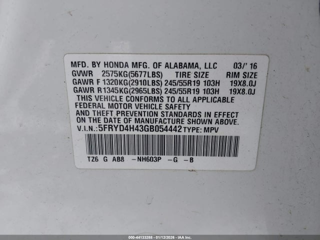 2016 ACURA MDX 5FRYD4H43GB054442 Photo 8