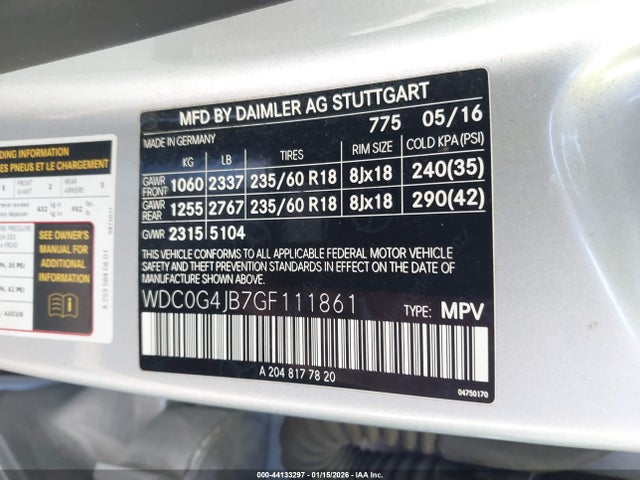 WDC0G4JB7GF111861 Mercedes-Benz GLC 300