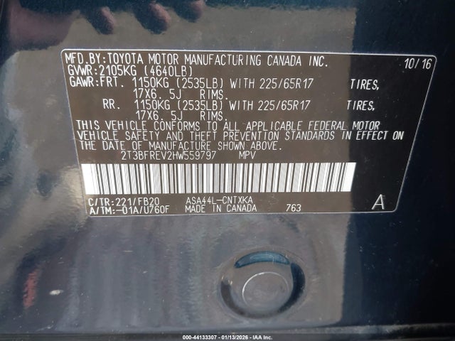 Toyota RAV4 LE 2017 2T3BFREV2HW559797 Image 9