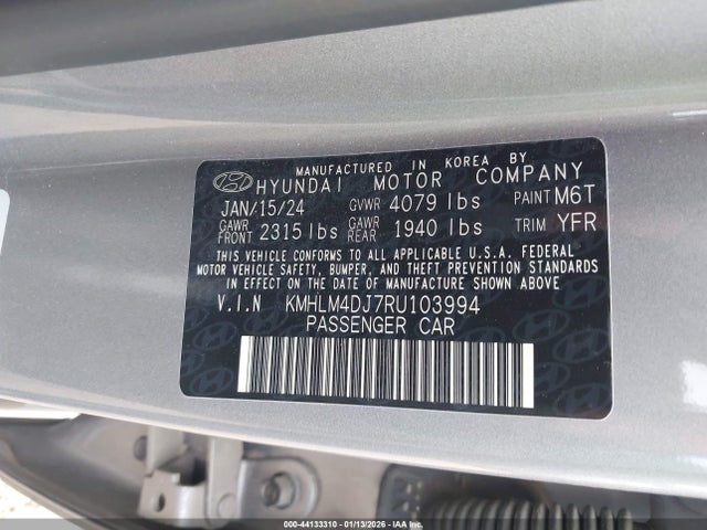 Aukcja sprzedaży 2024 Hyundai Elantra Hybrid Blue, vin: KMHLM4DJ7RU103994, numer aukcji: 44133310