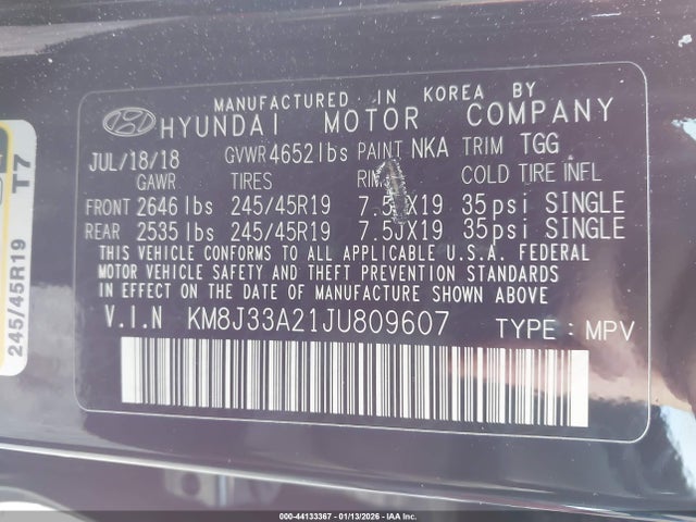 2018 HYUNDAI TUCSON KM8J33A21JU809607 Photo 8