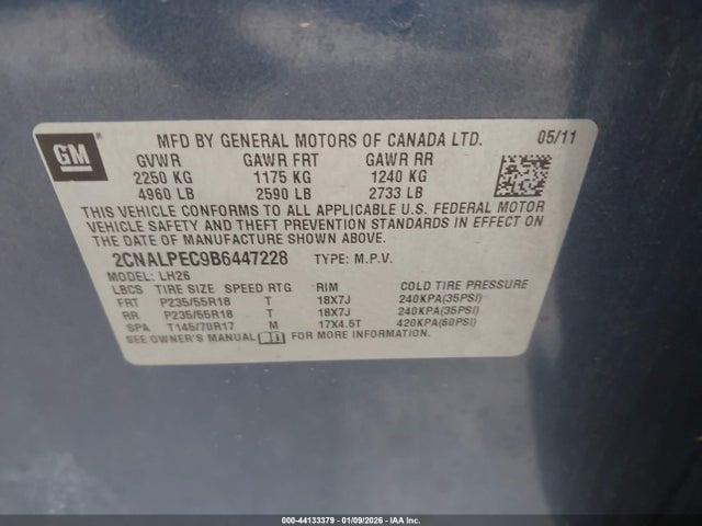2011 CHEVROLET EQUINOX 2CNALPEC9B6447228 Photo 8