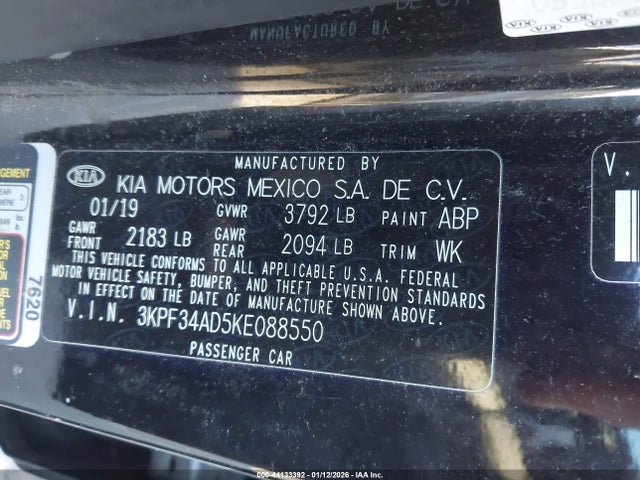 KIA FORTE S 2019 3KPF34AD5KE088550 Image 9