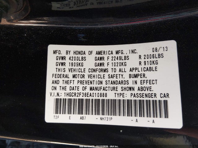 Honda ACCORD LX 2014 1HGCR2F36EA010888 Image 9