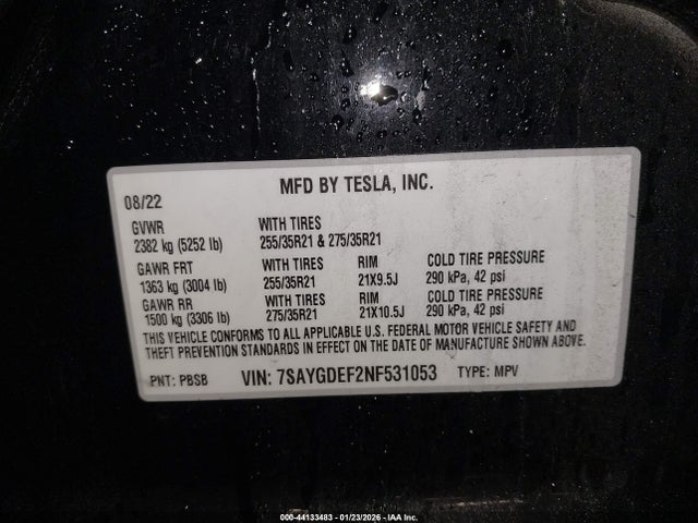 Продажа на аукционе авто 2022 Tesla Model Y Performance Dual Motor All-wheel Drive, vin: 7SAYGDEF2NF531053, номер лота: 44133483
