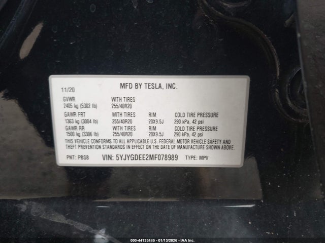 2021 TESLA MODEL Y 5YJYGDEE2MF078989 Photo 8