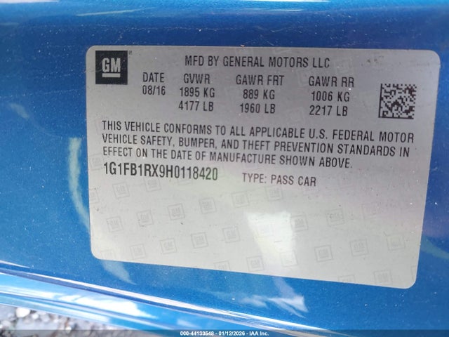 1G1FB1RX9H0118420 Chevrolet Camaro 1lt