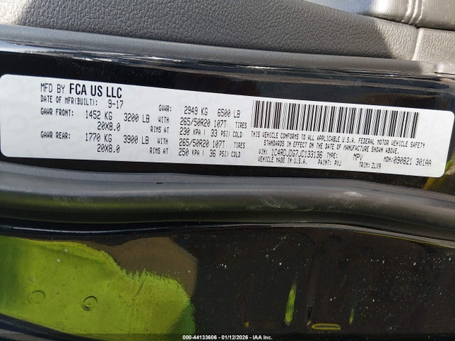 44133606 :رقم المزاد ، 1C4RDJDG7JC133136 vin ، 2018 Dodge Durango Gt Awd مزاد بيع