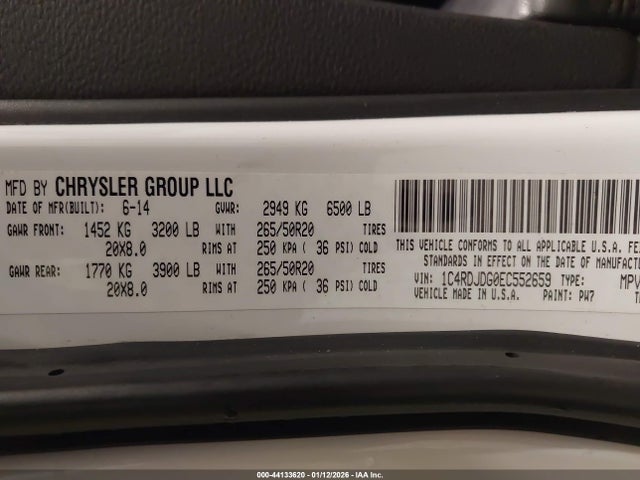Dodge DURANGO LIMITED 2014 1C4RDJDG0EC552659 Image 9