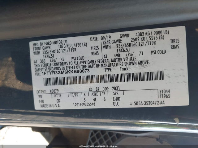 1FTYR3XM6KKB90073 Ford Transit-250
