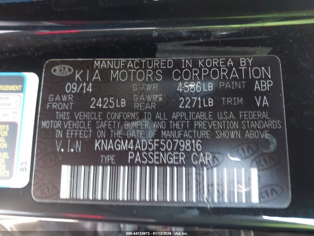 KIA OPTIMA HYBRID 2015 KNAGM4AD5F5079816 Image 9