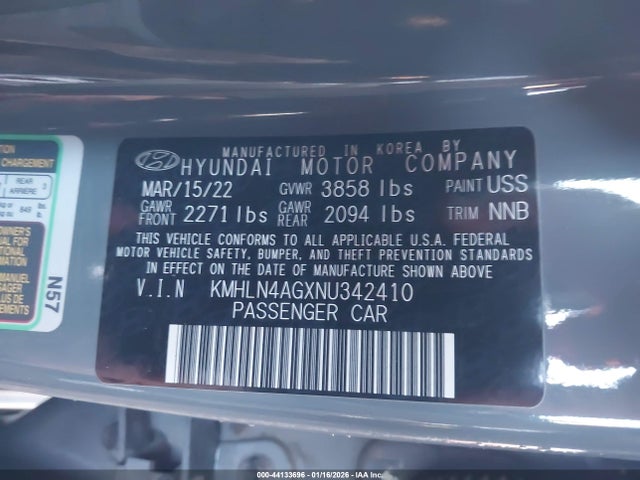 KMHLN4AGXNU342410 Hyundai ELANTRA SEL
