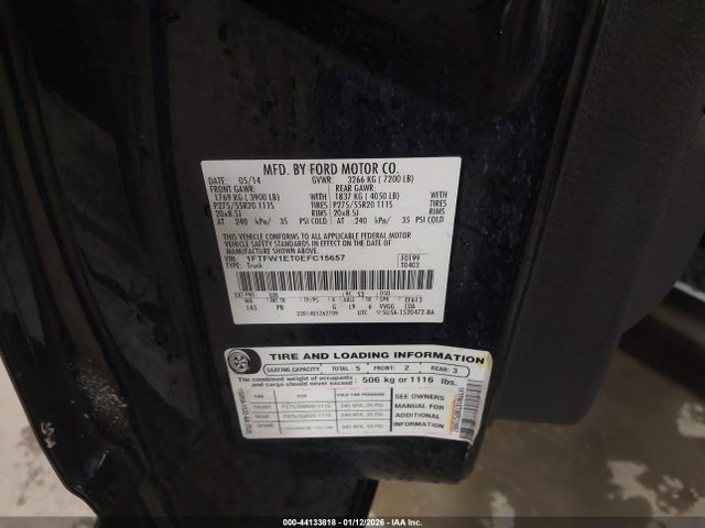 Ford F-150 Platinum 2014 1FTFW1ET0EFC15657 Image 9