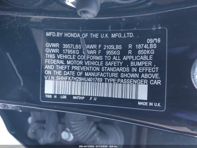 SHHFK7H29HU401769 Honda Civic Lx