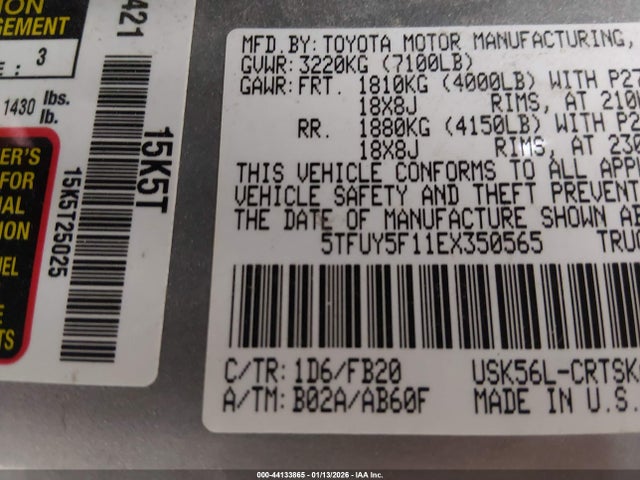 2014 TOYOTA TUNDRA 5TFUY5F11EX350565 Photo 8