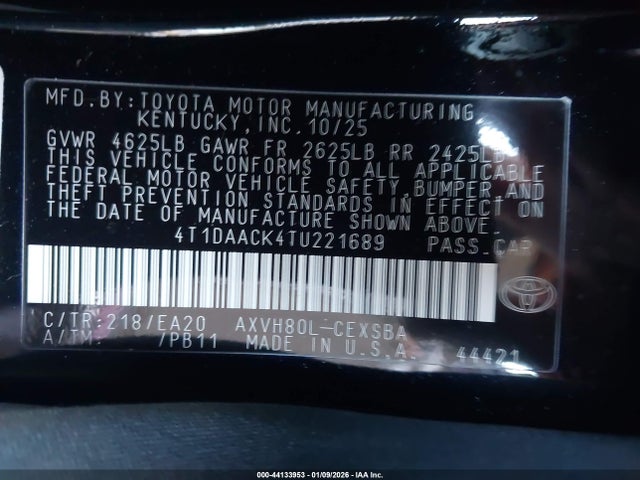 Toyota Camry Nightshade 2026 4T1DAACK4TU221689 Image 9