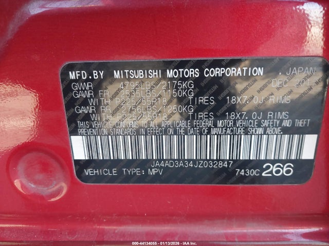 2018 MITSUBISHI OUTLANDER JA4AD3A34JZ032847 Photo 8