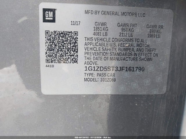 1G1ZD5ST3JF161790 Chevrolet MALIBU LT