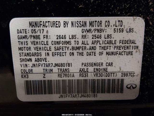 JN1FV7AR7JM480181 Infiniti Q50 3.0t Red Sport 400