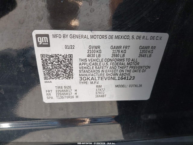 3GKALTEV0NL164123 GMC Terrain Awd Sle