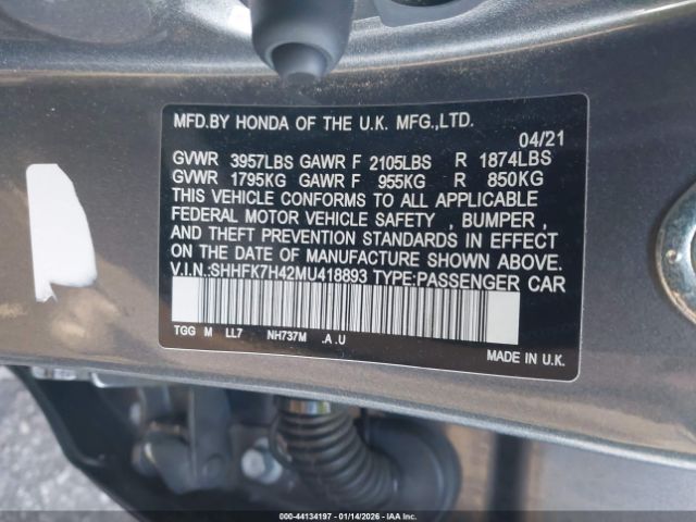 2021 HONDA CIVIC SHHFK7H42MU418893 Photo 8