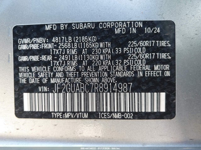 JF2GUABC7R8914987 Subaru Crosstrek