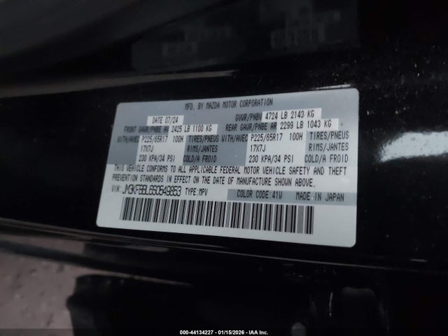 Aukcja sprzedaży 2025 Mazda Cx-5 2.5 S Select, vin: JM3KFBBL6S0549853, numer aukcji: 44134227