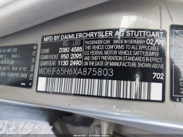 1999 MERCEDES-BENZ E 320 WDBJF65H6XA875803 Photo 8