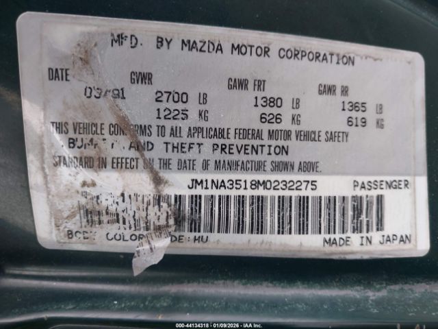 1991 MAZDA MX-5 MIATA JM1NA3518M0232275 Photo 8