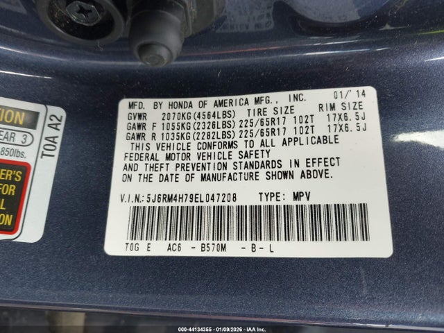 5J6RM4H79EL047208 Honda Cr-v Ex-l