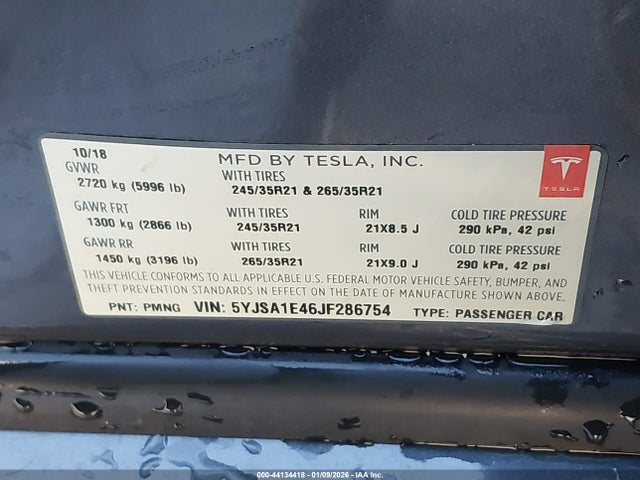 2018 TESLA MODEL S 5YJSA1E46JF286754 Photo 8
