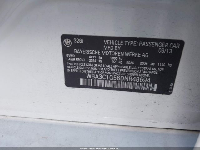 2013 BMW 328I WBA3C1G56DNR48694 Photo 8