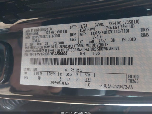 1FTFW1RG6RFA55500 Ford F-150 Raptor