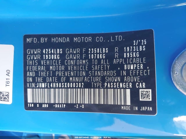 JHMFL4H98SX000302 Honda Civic Hybrid Sport Touring