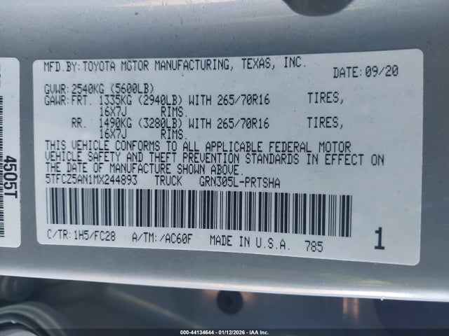 5TFCZ5AN1MX244893 Toyota Tacoma Sr5 V6