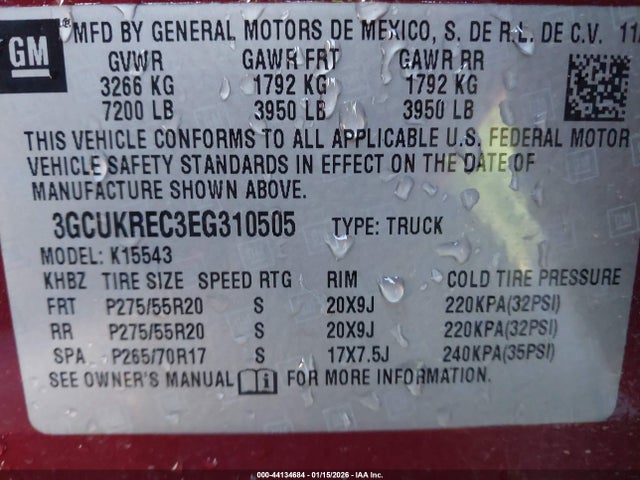 2014 CHEVROLET SILVERADO 1500 3GCUKREC3EG310505 Photo 8