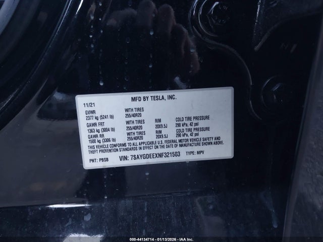 2022 TESLA MODEL Y 7SAYGDEEXNF321503 Photo 8