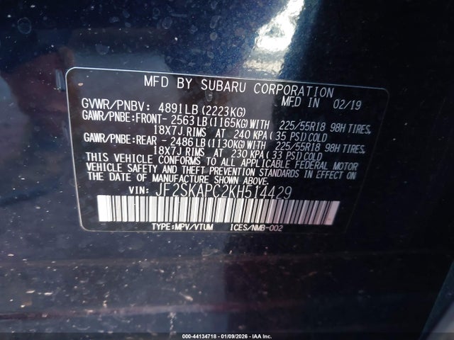 Subaru Forester Sport 2019 JF2SKAPC2KH514429 Image 9