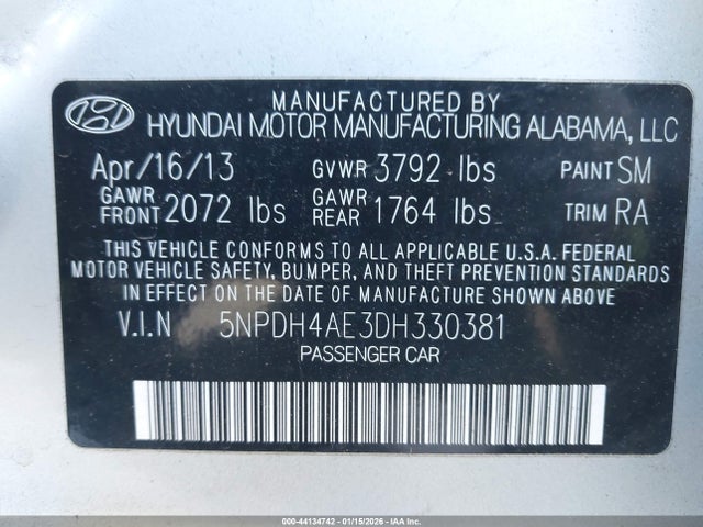 2013 HYUNDAI ELANTRA 5NPDH4AE3DH330381 Photo 8
