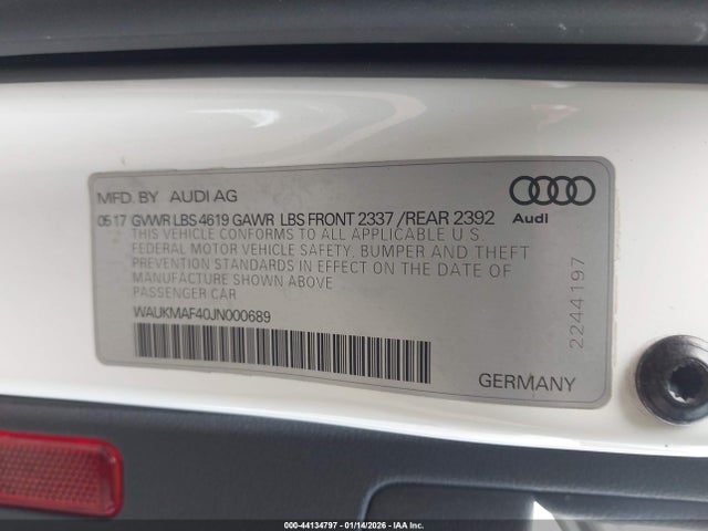 Продаж на аукціоні авто 2018 Audi A4 2.0t Tech Ultra Premium/2.0t Ultra Premium, vin: WAUKMAF40JN000689, номер лоту: 44134797