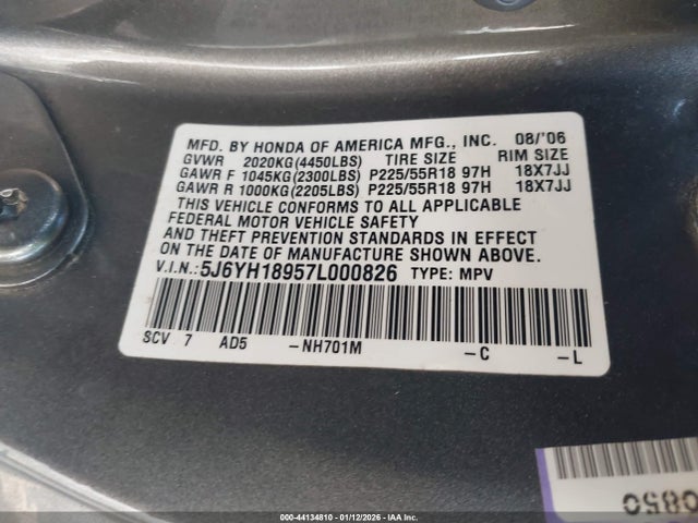 Aukcja sprzedaży 2007 Honda Element Sc, vin: 5J6YH18957L000826, numer aukcji: 44134810
