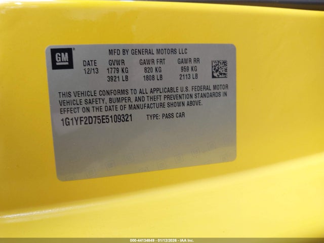 2014 CHEVROLET CORVETTE STINGRAY 1G1YF2D75E5109321 Photo 8